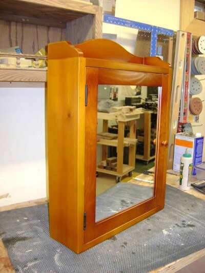 Medicine Cabinet Pine Shellac Mirror Colonial Adjustable Shelf Shelves