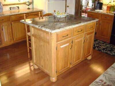 Kitchen Island Granite Top Remodel Oak Bun Feet